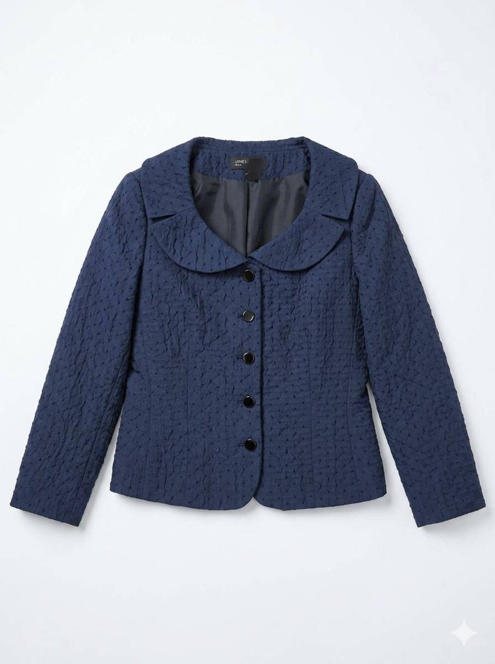 🔹️Jones New York Navy & Black Beaded Crinkle Textured Blazer Jacket Size 8